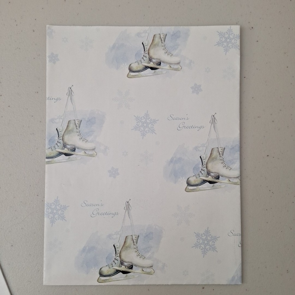 Vintage Christmas Wrapping Paper 1990s USA Olympics Holiday Ice Skater Snowflake - Picture 5 of 12